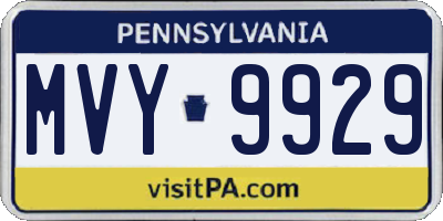 PA license plate MVY9929