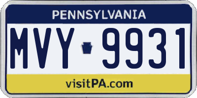 PA license plate MVY9931