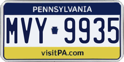 PA license plate MVY9935