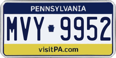 PA license plate MVY9952