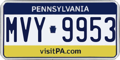 PA license plate MVY9953