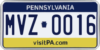PA license plate MVZ0016