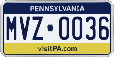 PA license plate MVZ0036