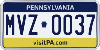 PA license plate MVZ0037