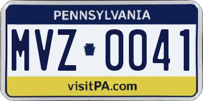 PA license plate MVZ0041