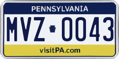 PA license plate MVZ0043