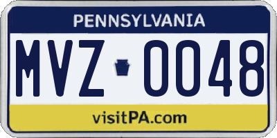 PA license plate MVZ0048