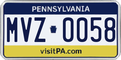PA license plate MVZ0058