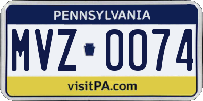 PA license plate MVZ0074