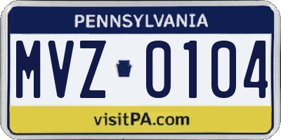PA license plate MVZ0104