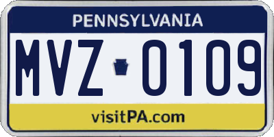 PA license plate MVZ0109