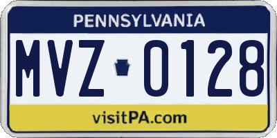 PA license plate MVZ0128