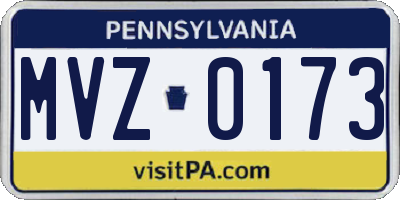 PA license plate MVZ0173