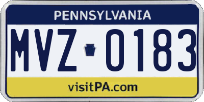PA license plate MVZ0183