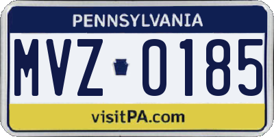 PA license plate MVZ0185