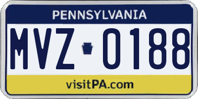 PA license plate MVZ0188