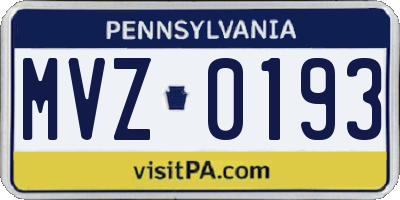 PA license plate MVZ0193