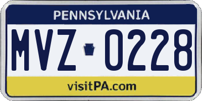 PA license plate MVZ0228
