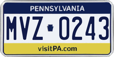 PA license plate MVZ0243