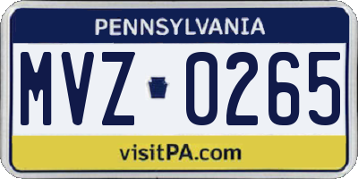 PA license plate MVZ0265