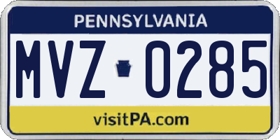 PA license plate MVZ0285