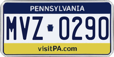 PA license plate MVZ0290