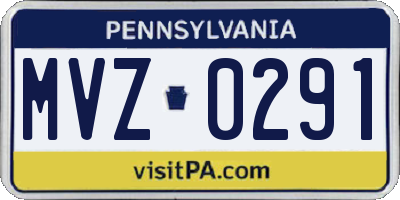 PA license plate MVZ0291