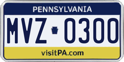 PA license plate MVZ0300