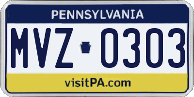 PA license plate MVZ0303
