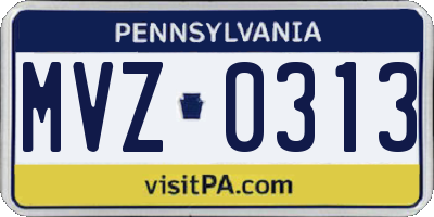 PA license plate MVZ0313