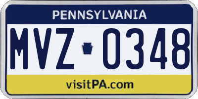 PA license plate MVZ0348