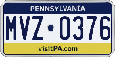 PA license plate MVZ0376