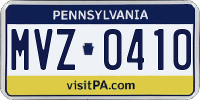 PA license plate MVZ0410