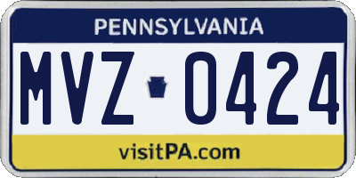 PA license plate MVZ0424