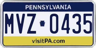 PA license plate MVZ0435