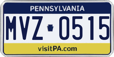 PA license plate MVZ0515