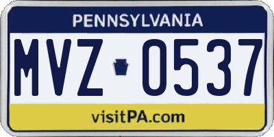 PA license plate MVZ0537