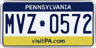PA license plate MVZ0572
