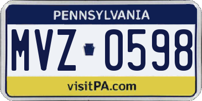 PA license plate MVZ0598