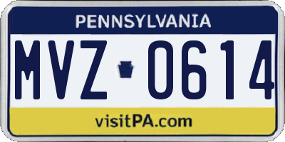 PA license plate MVZ0614