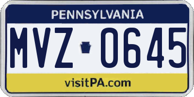 PA license plate MVZ0645