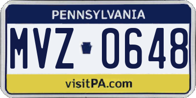 PA license plate MVZ0648