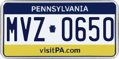 PA license plate MVZ0650