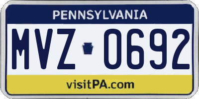 PA license plate MVZ0692