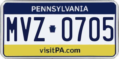 PA license plate MVZ0705
