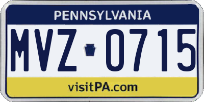 PA license plate MVZ0715