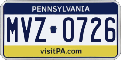 PA license plate MVZ0726
