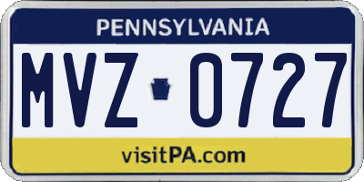 PA license plate MVZ0727