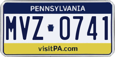 PA license plate MVZ0741