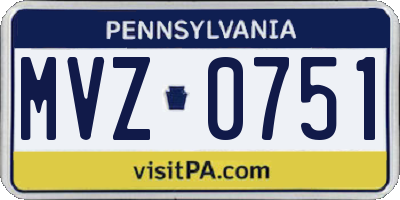 PA license plate MVZ0751